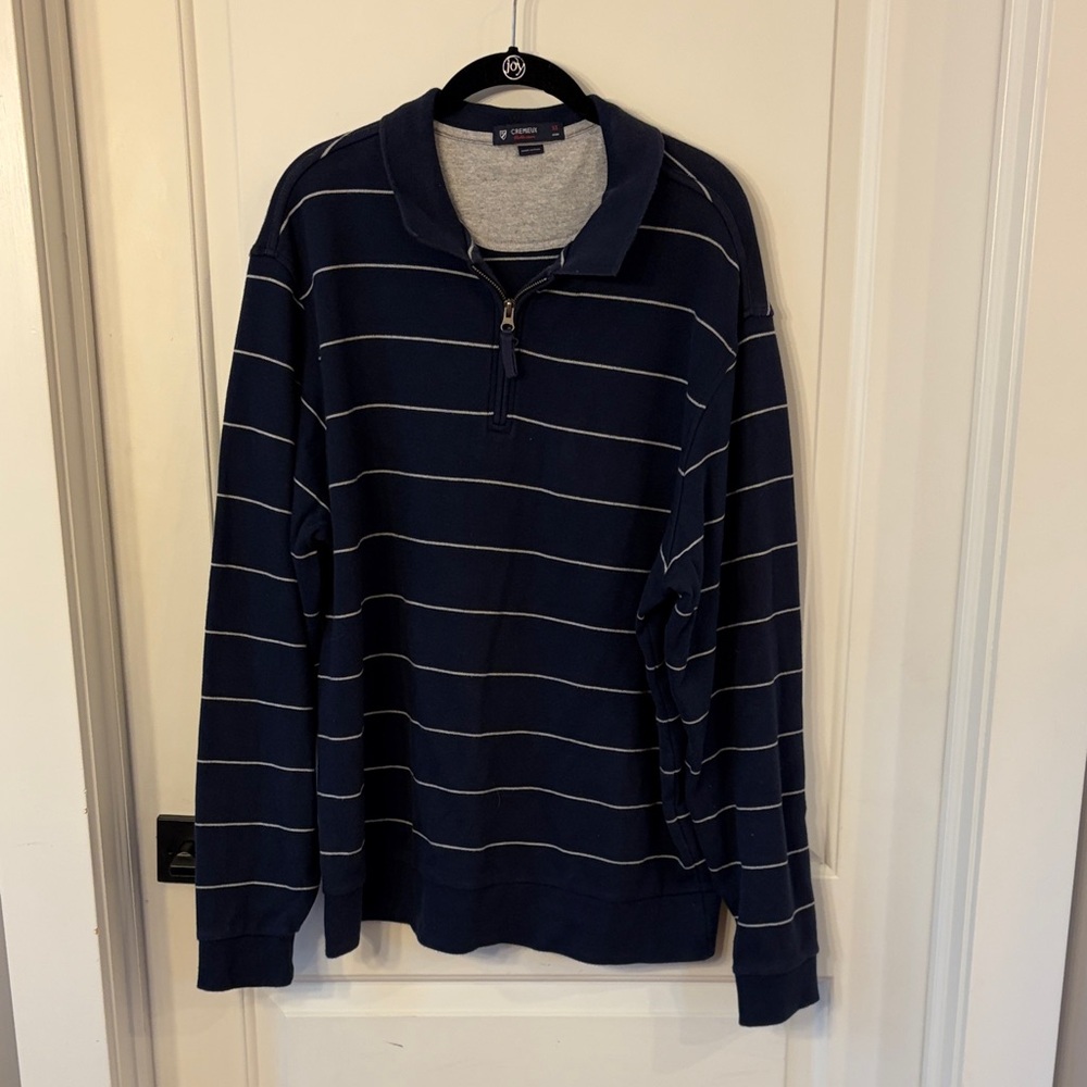 Daniel Cremieux Navy 1/4 Zip Sweatshirt with Gray Stripe
